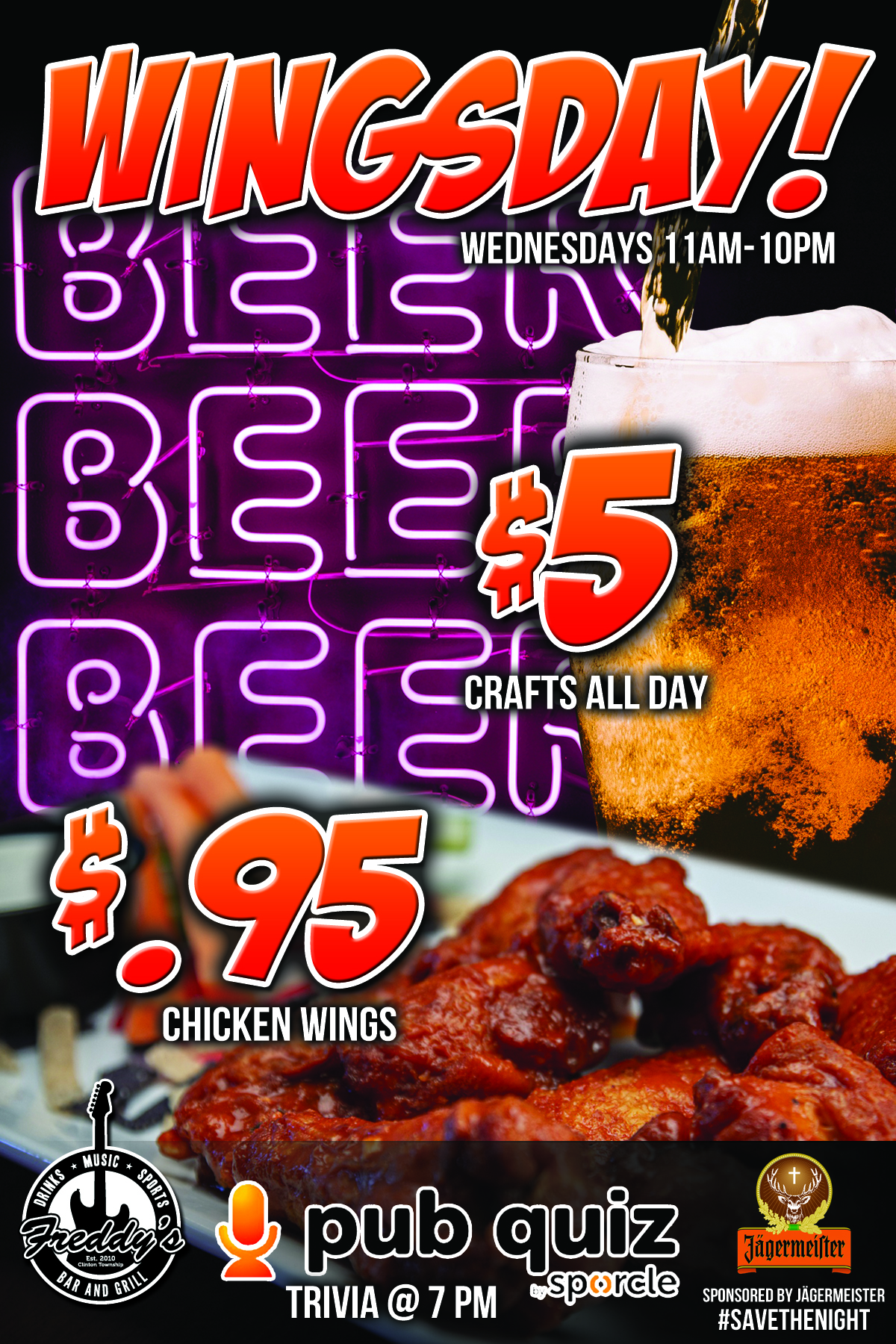 Wednesday Wings & Beer @ Freddy's Bar & Grill